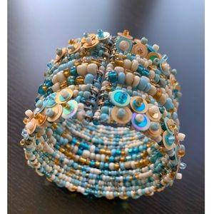 Boho beaded cuff bracelet